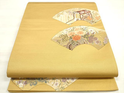 平和屋着物◎太鼓柄袋帯 唐織 能装扇面 古代九百錦 金糸 正絹 逸品 DABE2026xg