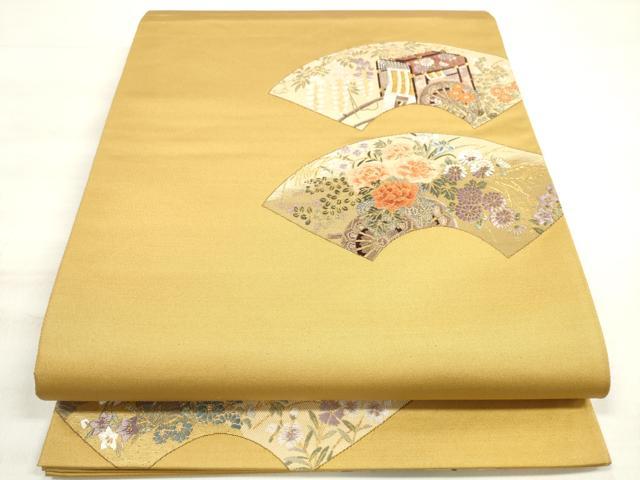 平和屋着物◎太鼓柄袋帯 唐織 能装扇面 古代九百錦 金糸 正絹 逸品 DABE2026xg