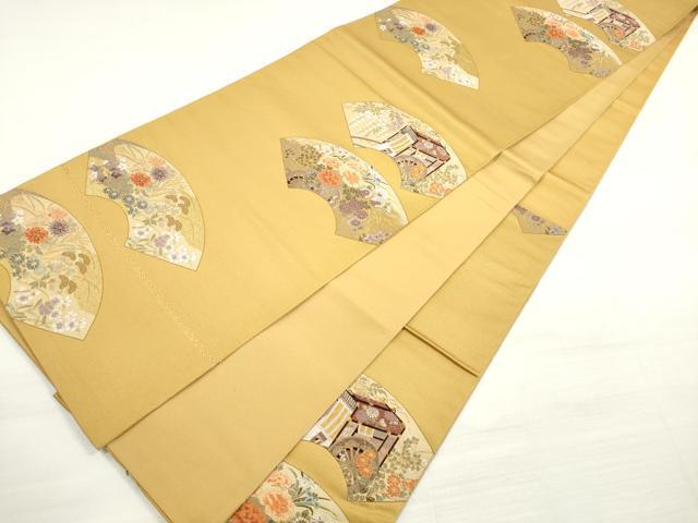 平和屋着物◎太鼓柄袋帯 唐織 能装扇面 古代九百錦 金糸 正絹 逸品 DABE2026xg