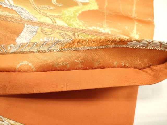 平和屋着物◎六通柄袋帯 道長花唐草文 笹蔓緞子 金銀糸 正絹 逸品 DABE2048xg