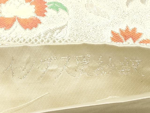 平和屋着物◎六通柄　本袋帯　唐織　インダス更紗紋　銀糸　正絹　逸品　DABE2051xg