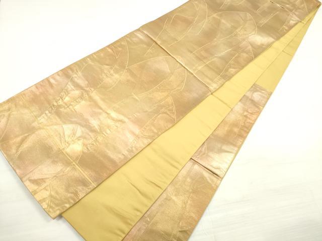 平和屋着物◎六通柄袋帯　ふくれ織　樹林文　金糸　正絹　逸品　DABE2054xg