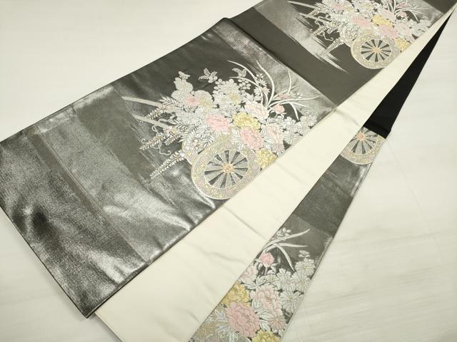 平和屋着物◎六通柄袋帯　唐織　花車文　金銀糸　正絹　逸品　DABE2066xg