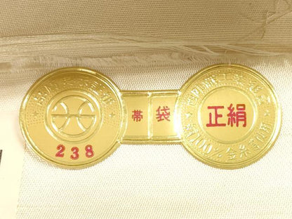 平和屋着物◎西陣　六通柄袋帯　唐織　色紙重ね鴛鴦花文　金銀糸　証紙付き　正絹　逸品　DABE2079xg