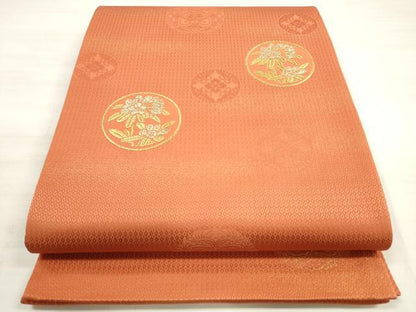 平和屋着物◎六通柄袋帯　花丸文　金糸　正絹　逸品　DABE2088xg