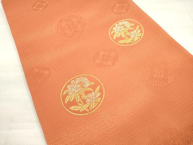 平和屋着物◎六通柄袋帯　花丸文　金糸　正絹　逸品　DABE2088xg