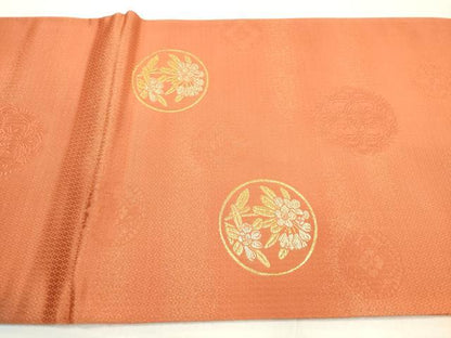 平和屋着物◎六通柄袋帯　花丸文　金糸　正絹　逸品　DABE2088xg