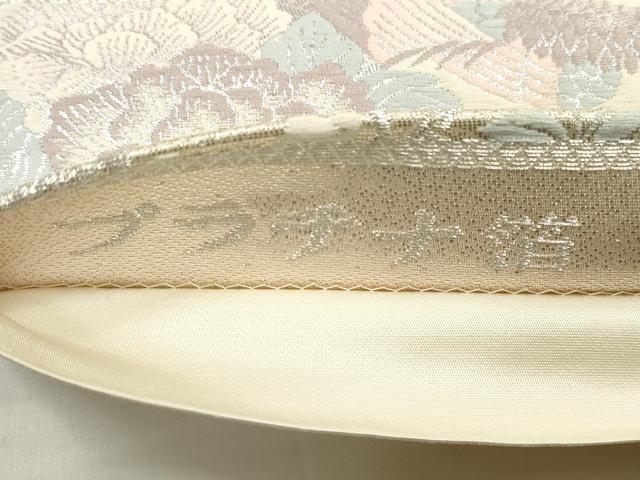 平和屋着物◎六通柄袋帯 唐織 花鳥舞蝶文 プラチナ箔 正絹 逸品 DABE2093xg