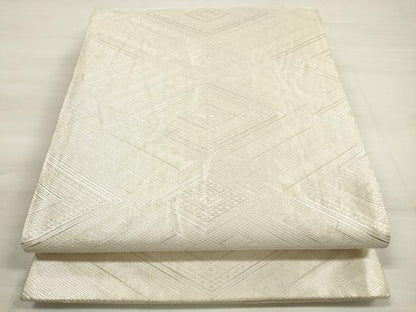 平和屋着物◎本綾佐賀錦 伝統工芸品産業功労者 岡野武一郎 全通柄袋帯 菱吉祥文 銀糸 上代36万 共箱付き 正絹 逸品 DABE2119xg