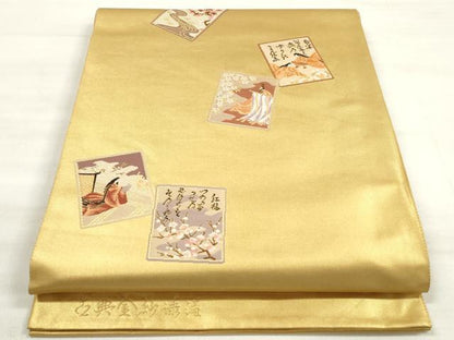 平和屋着物◎六通柄袋帯　唐織　かるた　古典金紗漆箔　正絹　逸品　DABE2121xg