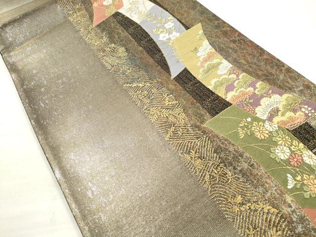 平和屋着物◎六通柄袋帯 唐織 有職源氏鑑 短冊花松文 金糸 引箔 正絹 逸品 DABE2130xg