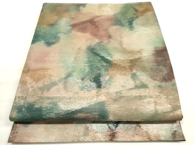 平和屋着物◎六通柄袋帯 霞文 引箔 正絹 逸品 DABE2155xg