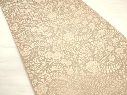 平和屋着物◎西陣　全通柄袋帯　草花文　金糸　証紙付き　正絹　逸品　DABE2193xg