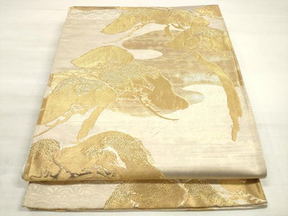 平和屋着物◎六通柄袋帯　老松　金糸　正絹　逸品　DABE2195xg