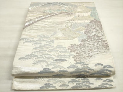平和屋着物◎六通柄袋帯　東海道 廣重　風景松文　金銀糸　正絹　逸品　DABE2198xg