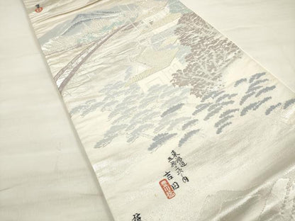 平和屋着物◎六通柄袋帯　東海道 廣重　風景松文　金銀糸　正絹　逸品　DABE2198xg