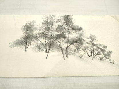 平和屋着物◎九寸名古屋帯 作家物 手描き 風景文 正絹 逸品 DABE2219xg