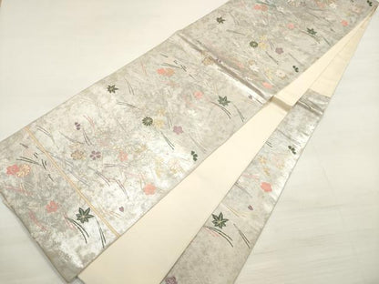 平和屋着物◎六通柄袋帯 唐織 松葉舞花文 金銀糸 正絹 逸品 DABE2235xg