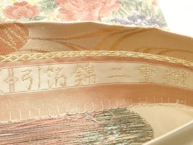 平和屋着物◎六通柄袋帯　唐織　引箔錦　二重織　琳派　籬花蝶文　金銀糸　正絹　逸品　DABE2249xg