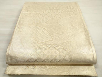 平和屋着物◎佐賀錦　両面　六通柄袋帯　エ霞鴛鴦花文　金糸　正絹　逸品　DABE2252xg