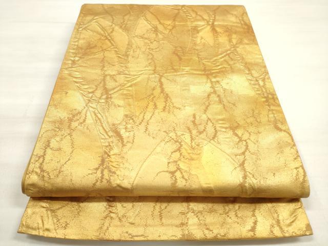 平和屋着物◎六通柄袋帯　ふくれ織　抽象文様　金糸　正絹　逸品　DABE2266xg