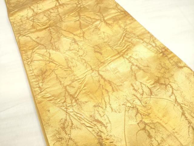 平和屋着物◎六通柄袋帯　ふくれ織　抽象文様　金糸　正絹　逸品　DABE2266xg