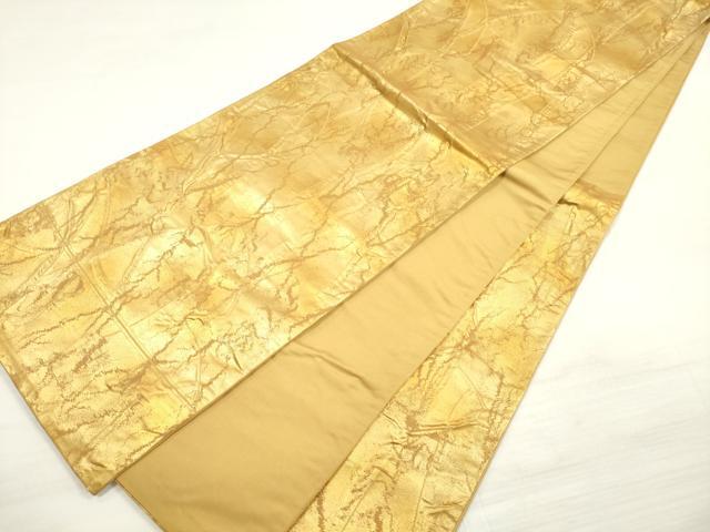 平和屋着物◎六通柄袋帯　ふくれ織　抽象文様　金糸　正絹　逸品　DABE2266xg