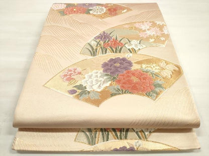 平和屋着物◎六通柄袋帯　唐織　立波地紙花文　金銀糸　正絹　逸品　DABE2273xg