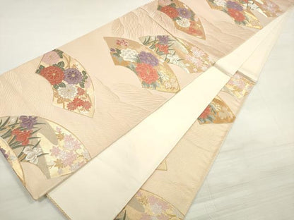 平和屋着物◎六通柄袋帯　唐織　立波地紙花文　金銀糸　正絹　逸品　DABE2273xg