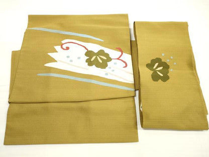 平和屋着物◎つけ帯　すくい織　花唐草文　正絹　逸品　DABE2275xg