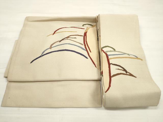 平和屋着物◎つけ帯　すくい織　芝草文　正絹　逸品　DABE2277xg