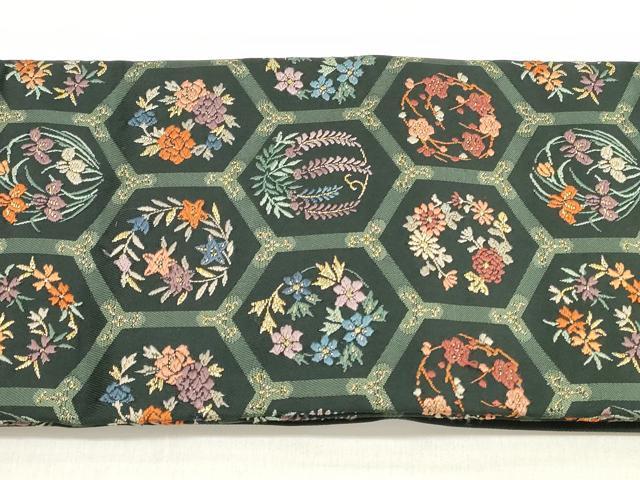 平和屋着物◎つけ帯 唐織 亀甲花文 金糸 正絹 逸品 DABE2278xg