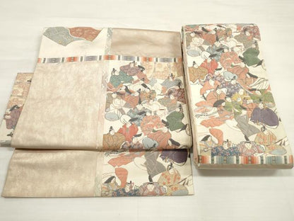 平和屋着物◎つけ帯　唐織　人物文　金糸　正絹　逸品　DABE2281xg