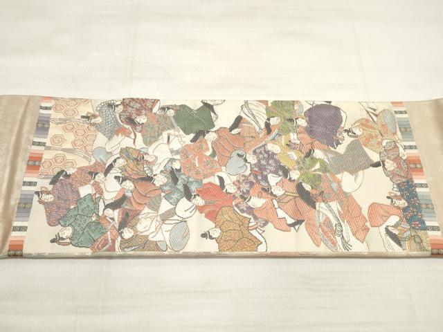 平和屋着物◎つけ帯　唐織　人物文　金糸　正絹　逸品　DABE2281xg
