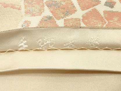 平和屋着物◎六通柄 本袋帯 手織 光悦 道長更紗花文 金糸 正絹 逸品 DABE2295xg