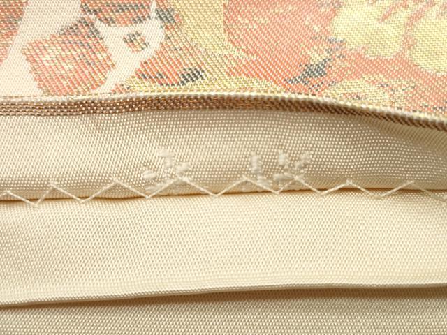 平和屋着物◎六通柄 本袋帯 手織 光悦 道長更紗花文 金糸 正絹 逸品 DABE2295xg