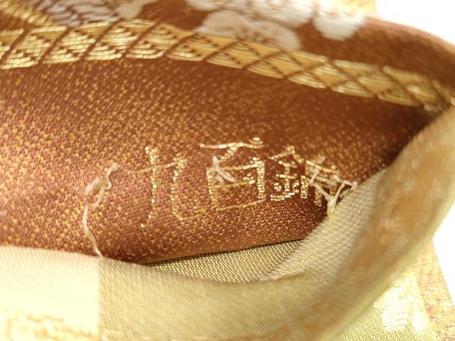 平和屋着物◎両面 六通柄袋帯 唐織 流水色紙重ね花鳥舞蝶文 光琳摺箔 九百錦 金糸 正絹 逸品DABE2306xg