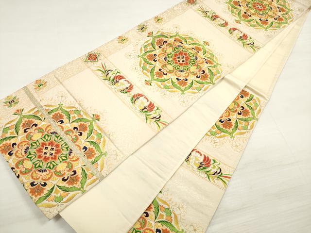 平和屋着物◎六通柄袋帯　唐織　鳳凰正倉院更紗花文　金糸　正絹　逸品　DABE2307xg