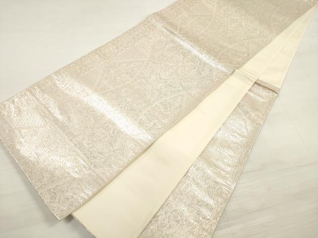 平和屋着物◎六通柄袋帯 正倉院更紗花文 銀糸 正絹 逸品 DABE2308xg