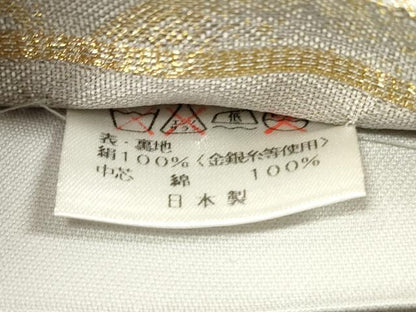 平和屋着物◎六通柄袋帯 吉祥立波遠山文 金銀糸 正絹 逸品 DABE2312xg