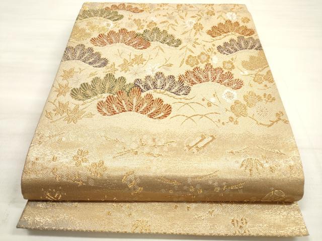 平和屋着物◎綴れ　六通柄袋帯　唐織　松風　金糸　正絹　逸品　DABE2313xg