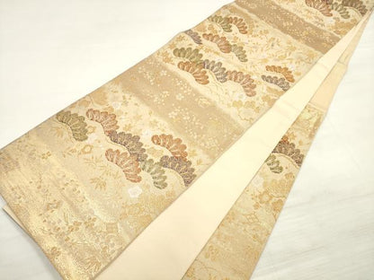 平和屋着物◎綴れ　六通柄袋帯　唐織　松風　金糸　正絹　逸品　DABE2313xg