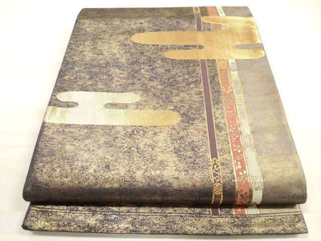 平和屋着物◎六通柄袋帯 唐織 エ霞花文 金糸 引箔 正絹 逸品 DABE2314xg