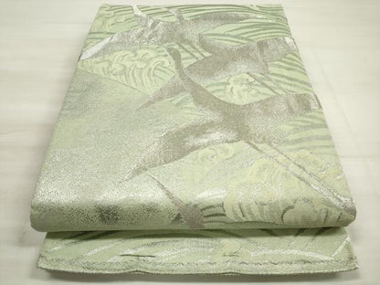 平和屋着物◎佐賀錦　太鼓柄袋帯　唐織　立波飛鶴文　銀糸　正絹　逸品　DABE2404xg