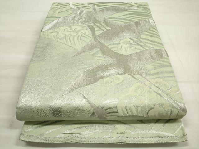 平和屋着物◎佐賀錦　太鼓柄袋帯　唐織　立波飛鶴文　銀糸　正絹　逸品　DABE2404xg
