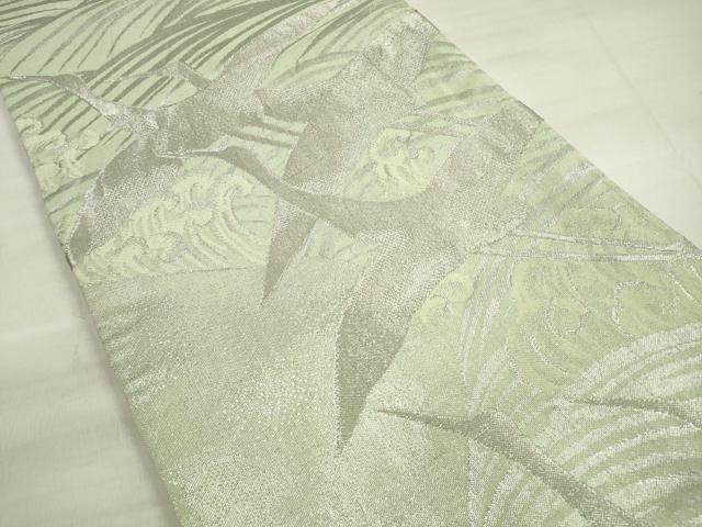 平和屋着物◎佐賀錦　太鼓柄袋帯　唐織　立波飛鶴文　銀糸　正絹　逸品　DABE2404xg
