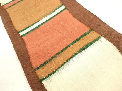 平和屋着物◎八寸名古屋帯　紬地　幾何学文　正絹　逸品　DABE2411xg