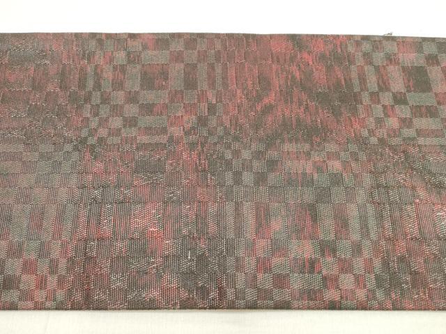 平和屋着物◎九寸名古屋帯　変わり市松文　正絹　逸品　DABE2412xg