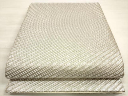 平和屋着物◎全通柄袋帯 斜縞 銀糸 正絹 逸品 DABE2431xg