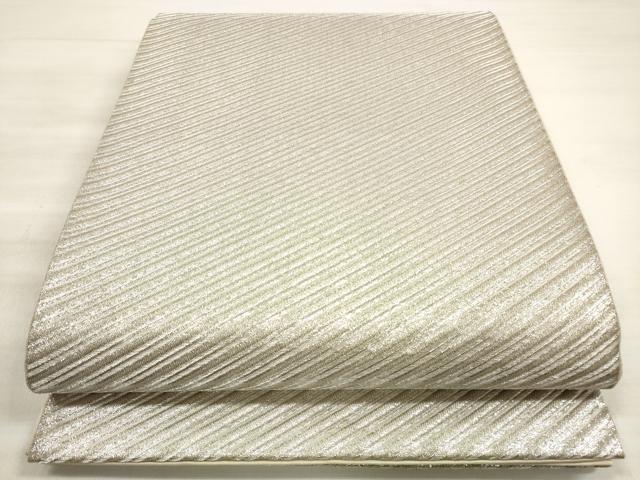 平和屋着物◎全通柄袋帯 斜縞 銀糸 正絹 逸品 DABE2431xg